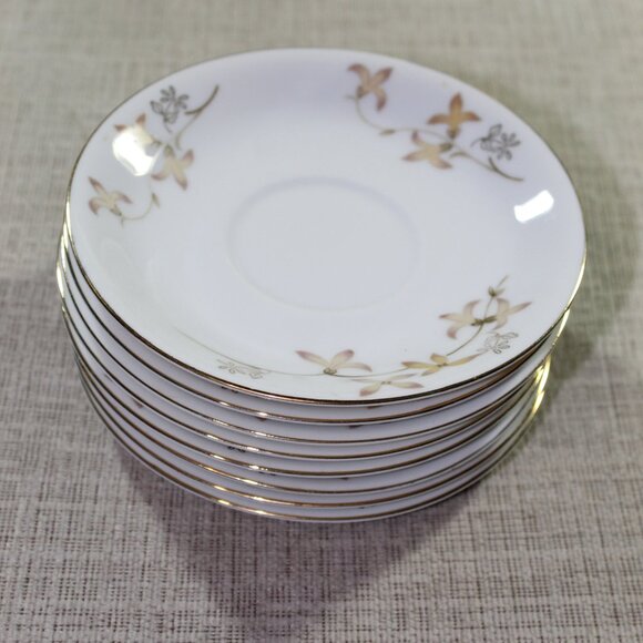 Set of 8 - Summit Fine China Japan Barbara, Porcelain 5.5" Saucers - Picture 1 of 4